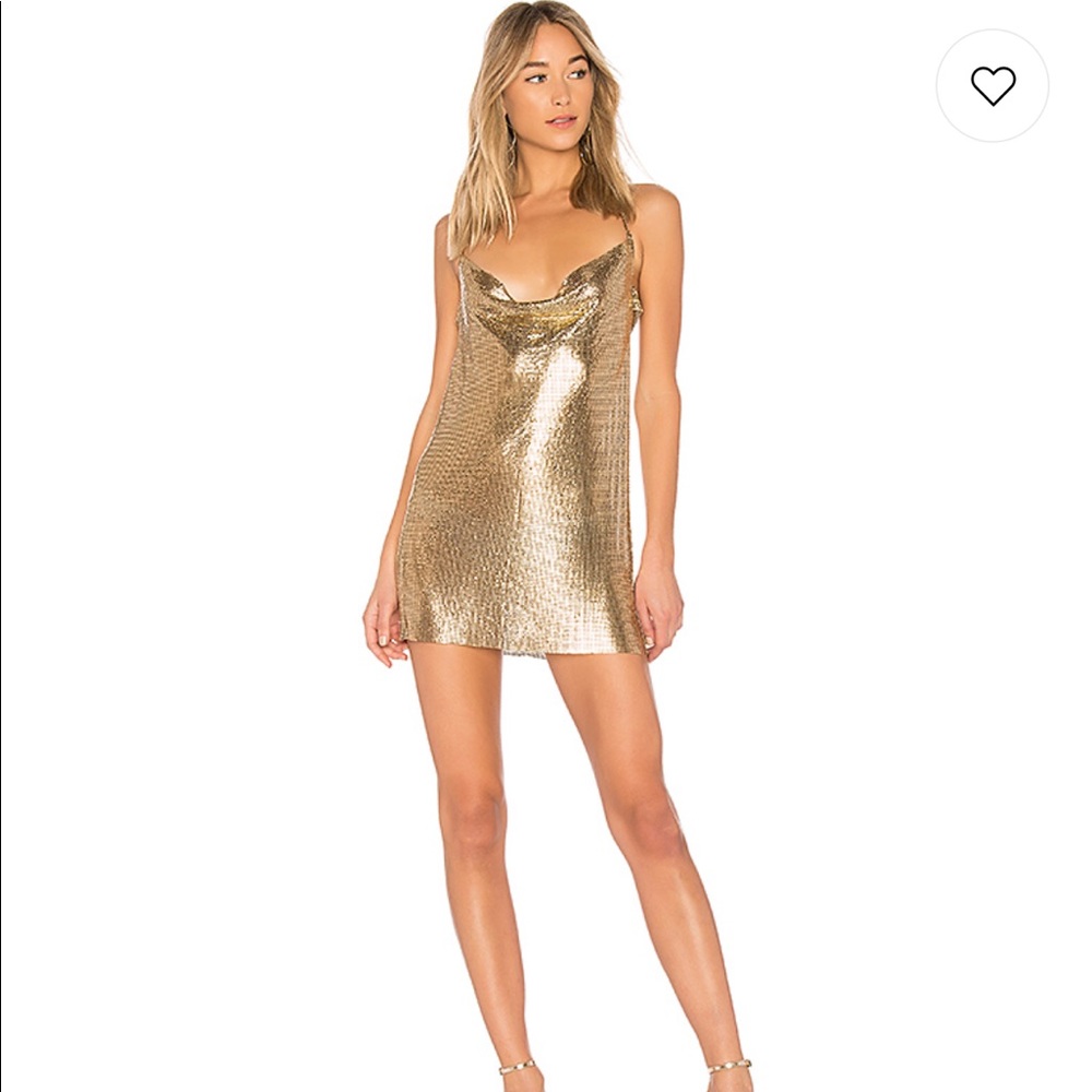 H:ours Imogen Chainmail Dress in Gold from Revolve